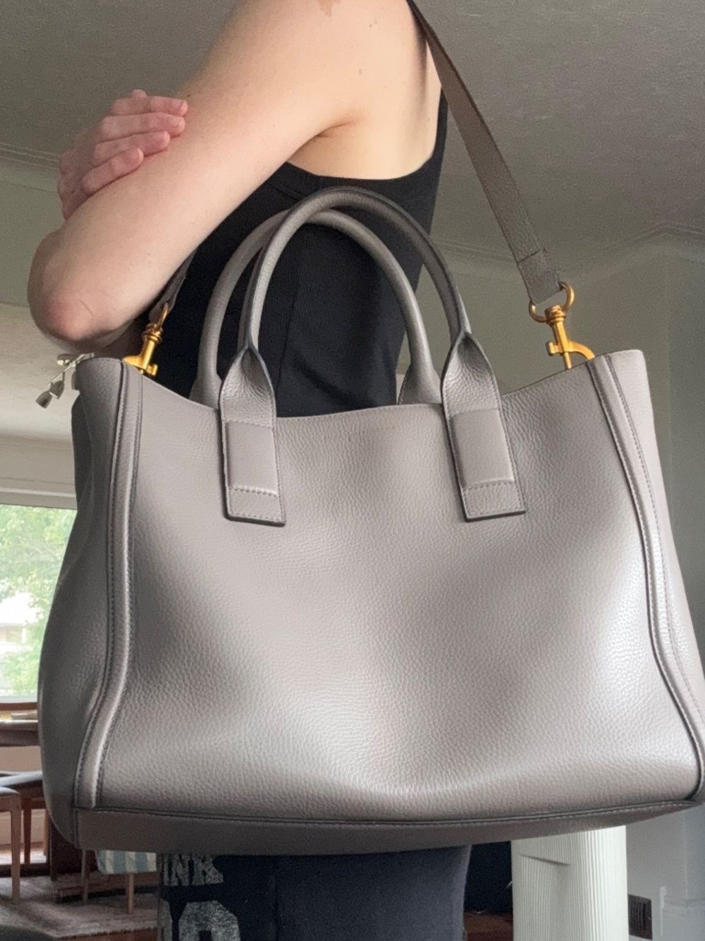 SMAAK Amsterdam Grey Pebbled Leather Laptop Tote | Shoulder & Top Handles - Picture 10 of 12